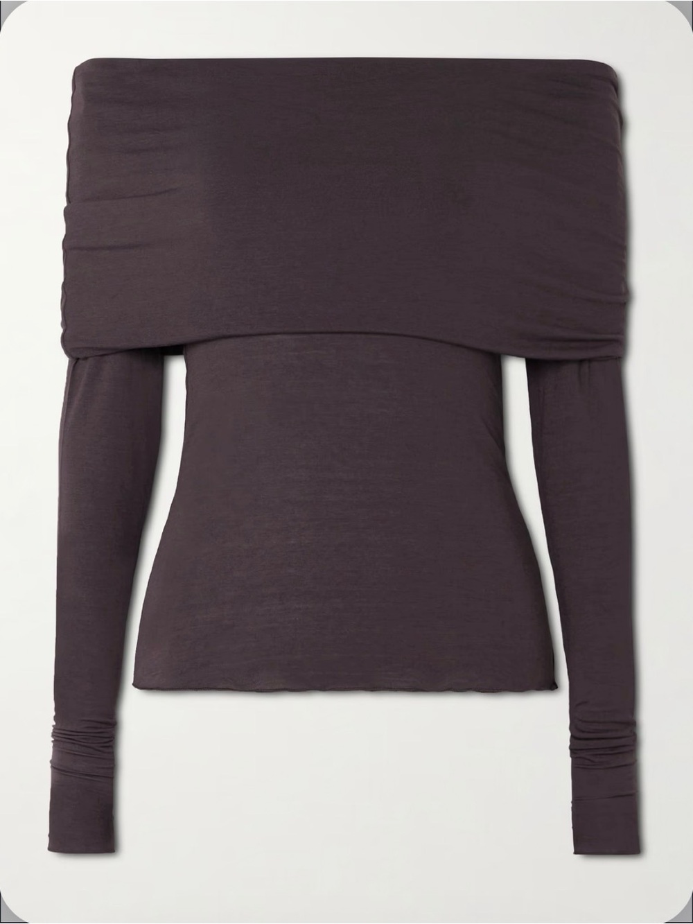 SKIMS Off-Shoulder Long Sleeve Top in Plum